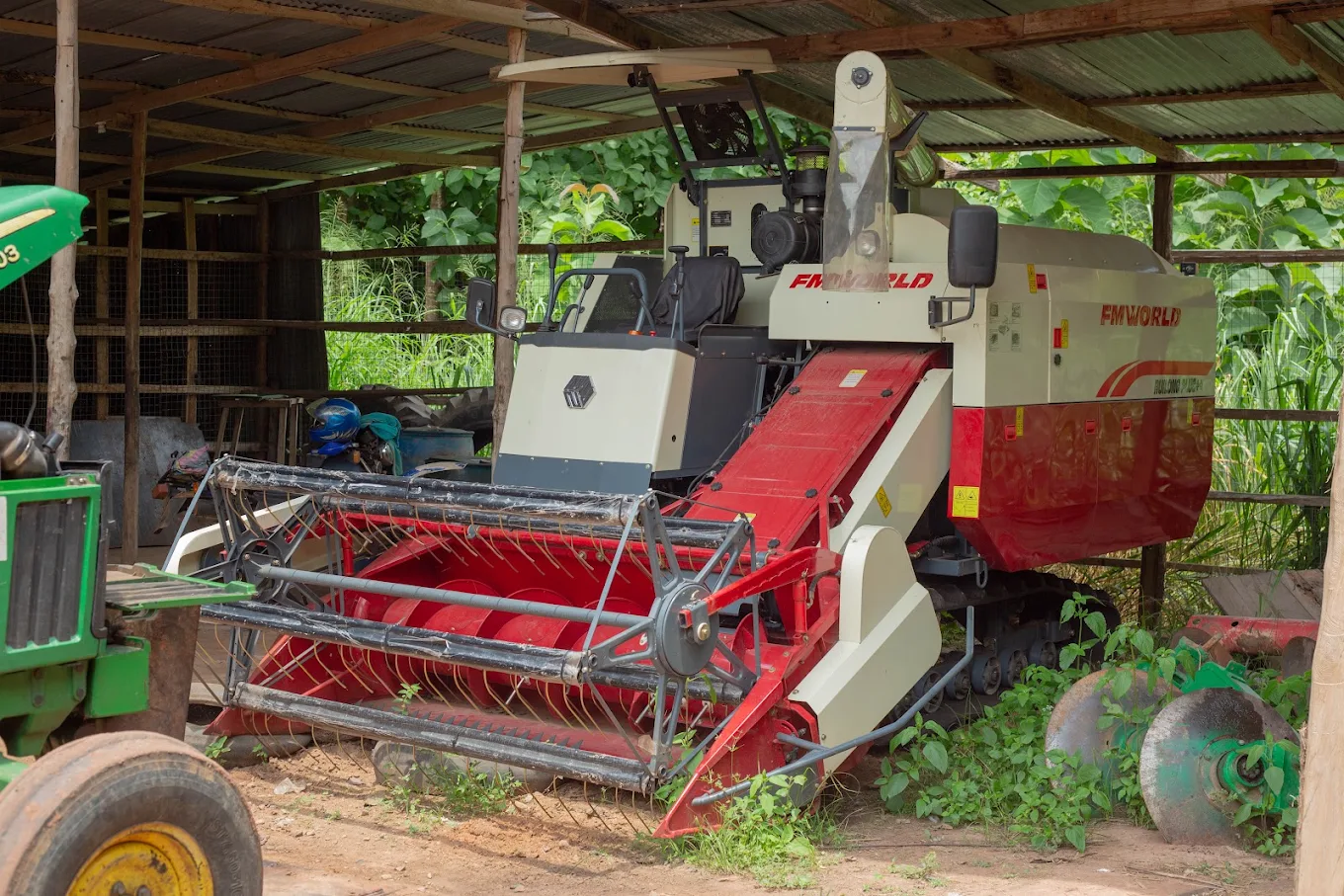Harvesting machinery stored at the farm